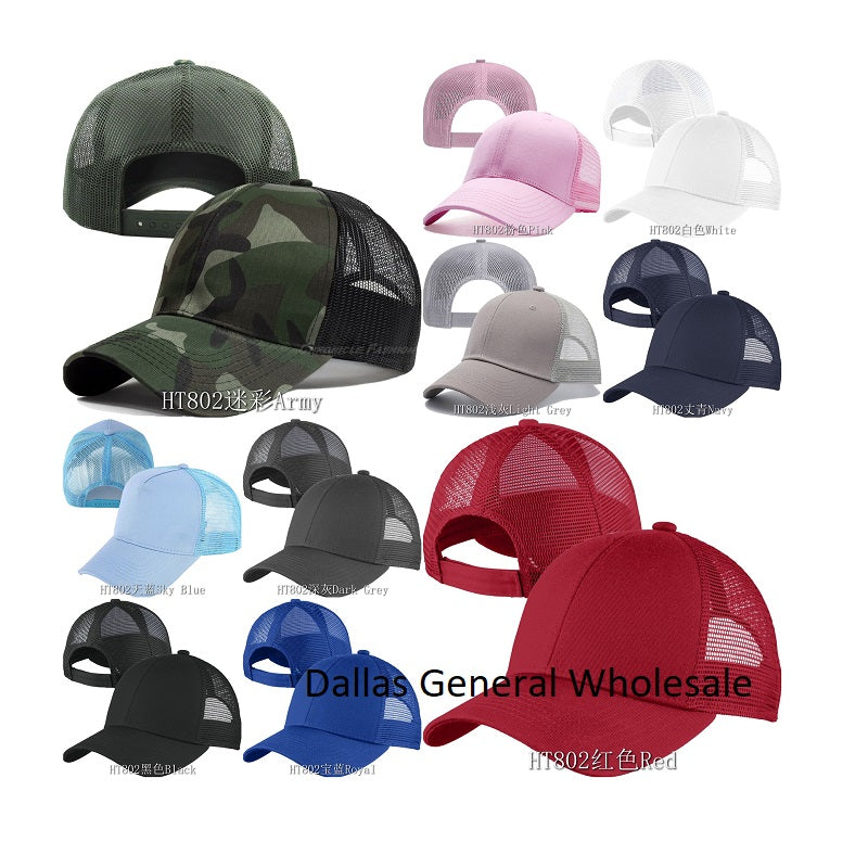 Solid Colors Blank Mesh Back Caps Wholesale