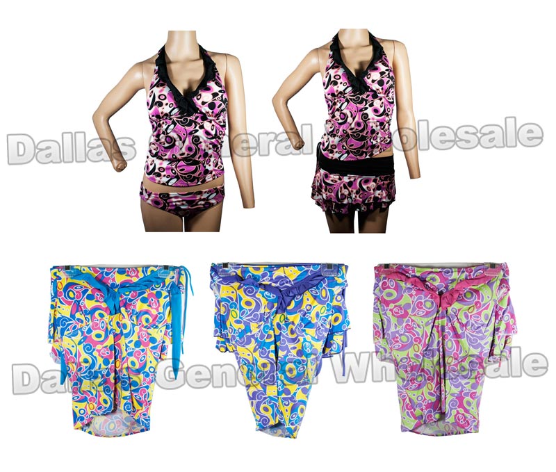 3 PC Tank Top Swimsuits with Cover Wholesale - Dallas General Wholesale