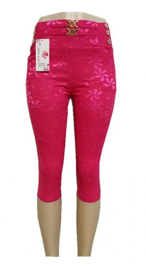 Girls Lace Design Pull On Capris Wholesale