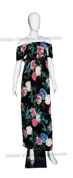 Floral Straight Shoulder Maxi Sun Dresses Wholesale - Dallas General Wholesale