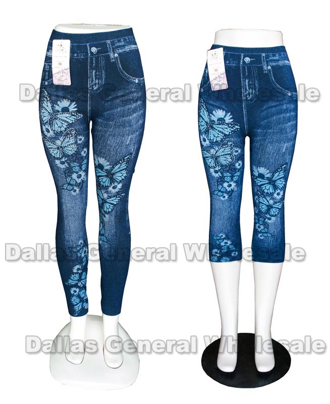 Ladies Butterfly Pull On Jeggings Wholesale