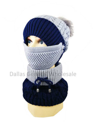 Women Fur Lining Beanie w/ Scarf & Mask Set Wholesale - Dallas General Wholesale