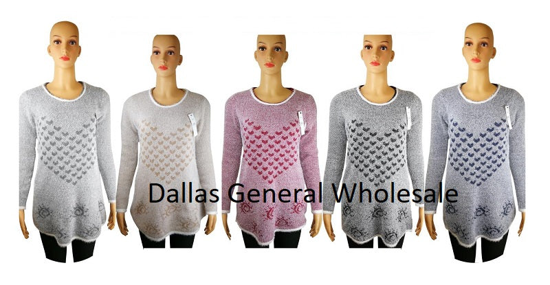 Ladies Soft Cute Hearts Sweaters Wholesale