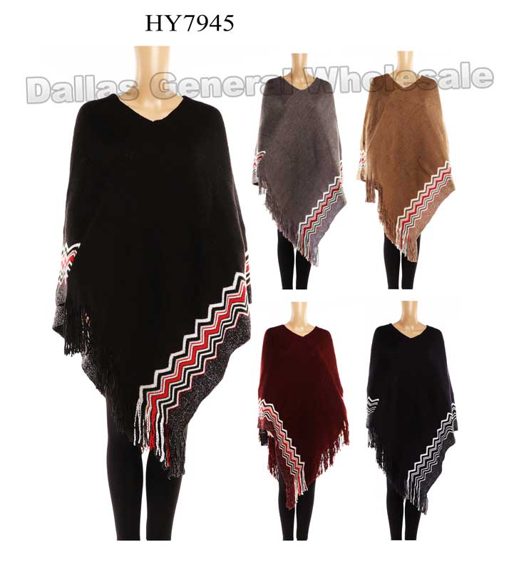Ladies Fashion Sweater Ponchos Wholesale - Dallas General Wholesale