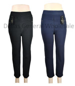 Ladies Stripes Fur Lining Fitted Trousers Wholesale