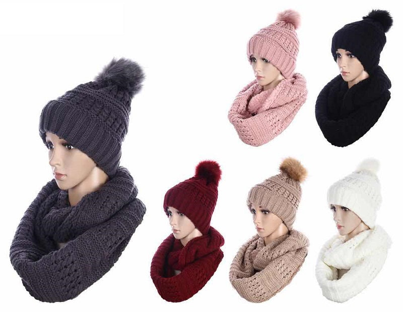Fashion Beanie Cap with Infinity Scarf Set Wholesale - Dallas General Wholesale
