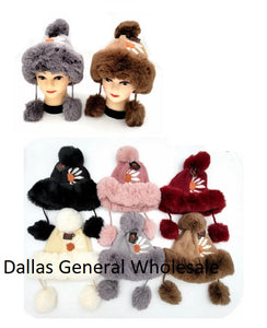 Trendy Fur Knitted Princess Daisy Beanie Hats Wholesale