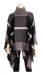 Ladies Plaid Sweater Ponchos Wholesale - Dallas General Wholesale