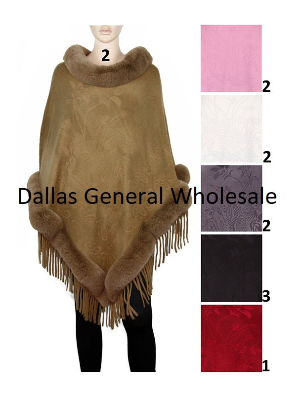 Trendy Floral Fuzzy Sweater Ponchos Wholesale
