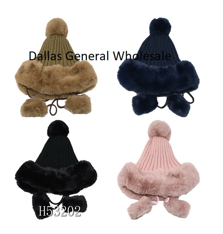 Trendy Fur Knitted Beanie Hats Wholesale