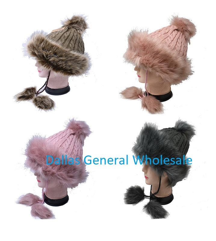 Ladies Fur Knitted Beanie Hats Wholesale