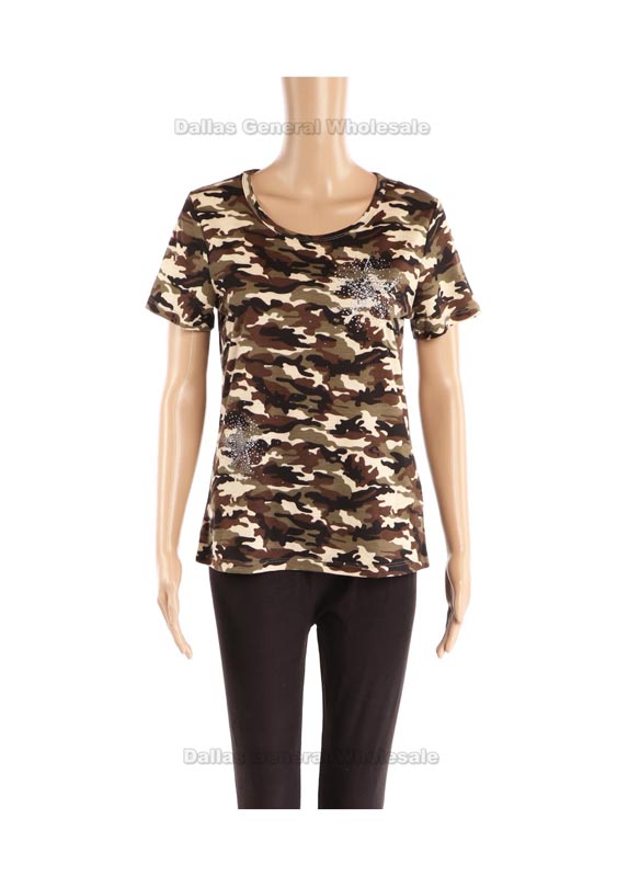 Laides Casual Camouflage T-Shirts Wholesale