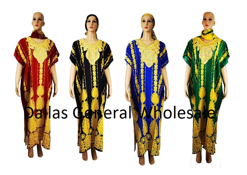 Kaftan Dashiki Dresses w/ Matching Head Wrap Wholesale