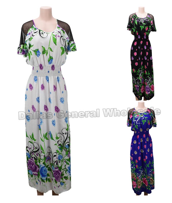 Maxi Sun Dresses with Sleeves Wholesale - Dallas General Wholesale