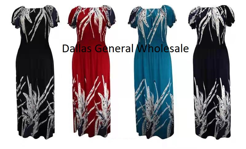 Women Straight Shoulder Maxi Dresses Wholesale