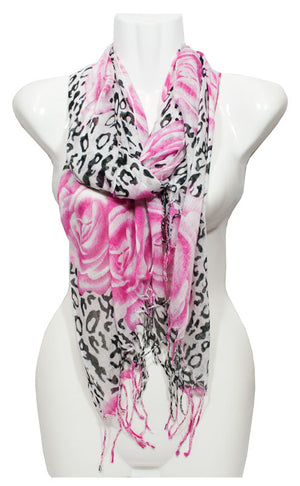 Ladies Flower Zebra Printed Fall / Spring Scarves Wholesale - Dallas General Wholesale