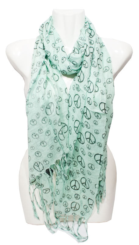 Girls Peace Sign Printed Fashion Fall / Spring Scarves Wholesale - Dallas General Wholesale