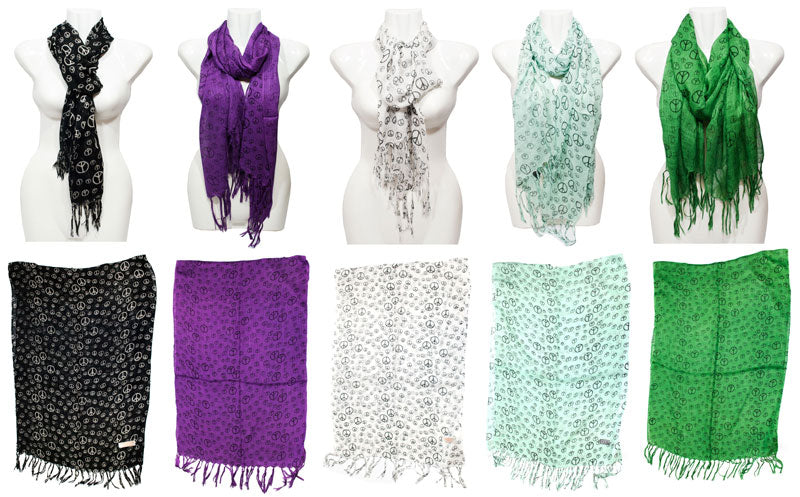 Girls Peace Sign Printed Fashion Fall / Spring Scarves Wholesale Girls Peace Sign Printed Fashion Fall / Spring Scarves Wholesale