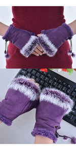 Girls Leather Fur Half Mitten Gloves Wholesale - Dallas General Wholesale