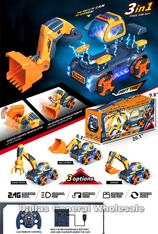 Toy 3-in-1 Electronic R/C Construction Trucks Wholesale