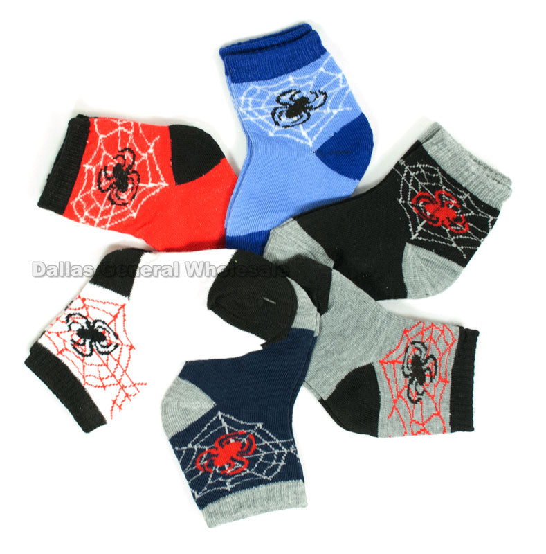 Little Boys Spider Casual Socks Wholesale - Dallas General Wholesale