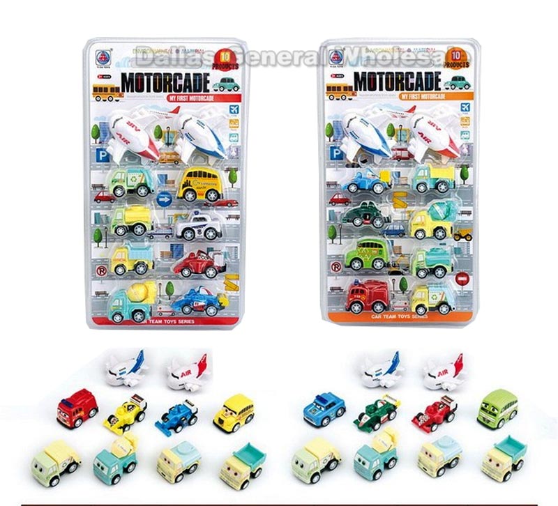 10 PC Toy Friction Cars Play Set Wholesale
