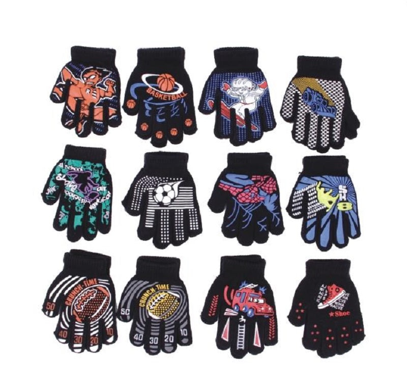 Boys Printed Winter Gloves Wholesale