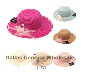 Little Girls Summer Swan Straw Hats Wholesale