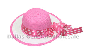 Little Girls Polka Dot Straw Hats Wholesale