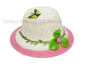Little Girls Butterfly Straw Hats Wholesale