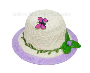 Little Girls Butterfly Straw Hats Wholesale