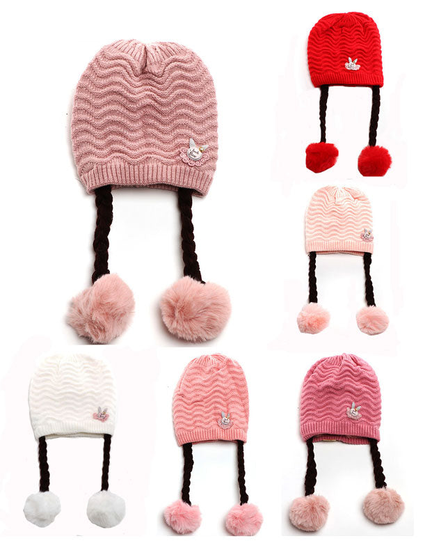 Little Girls Fur Toboggan Beanie Hats Wholesale