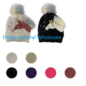 Girls Unicorn Knitted Beanie Hats Wholesale
