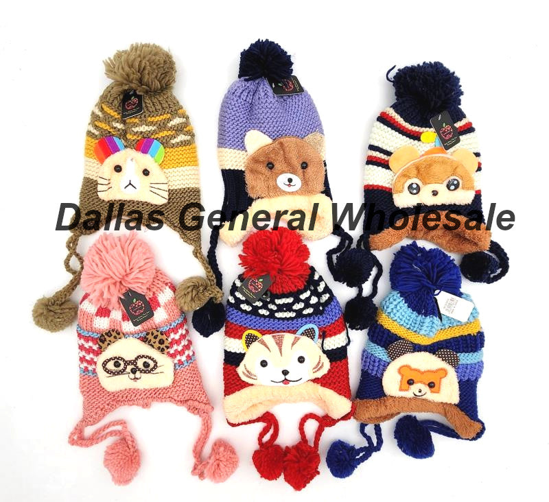 Kids Animal Fur Toboggan Beanie Hats Wholesale
