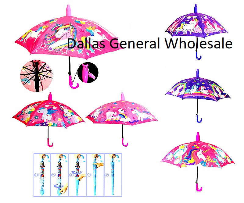 Kids Unicorn Umbrellas w/ Casing Wholesale