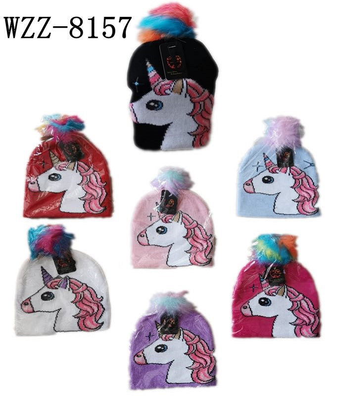 Girls Unicorn Designed Beanie Hats Wholesale - Dallas General Wholesale