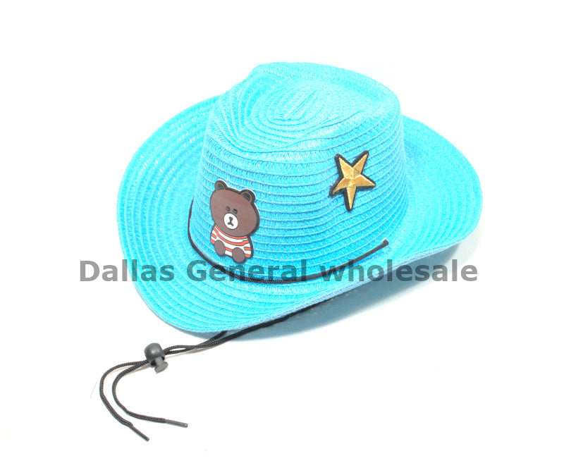 Kids Bear Straw Cowboy Hats Wholesales