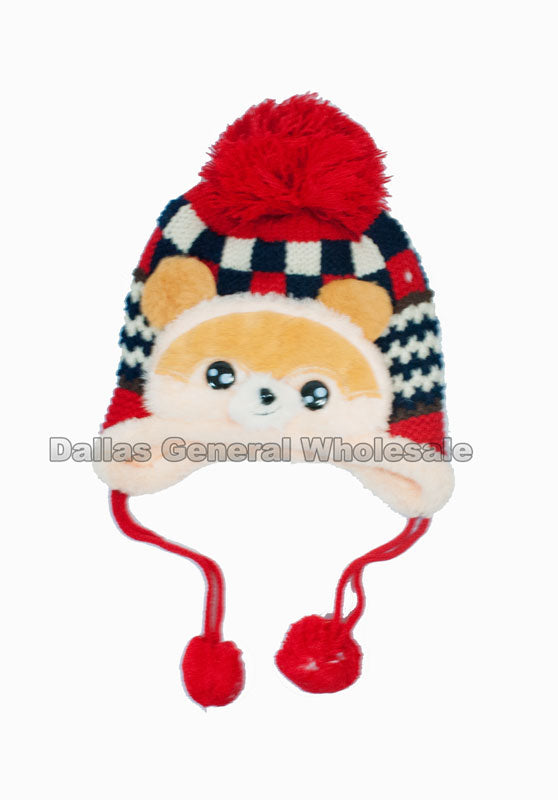 Children's Fur Lining Animal Toboggan Beanie Hats Wholesale - Dallas General Wholesale