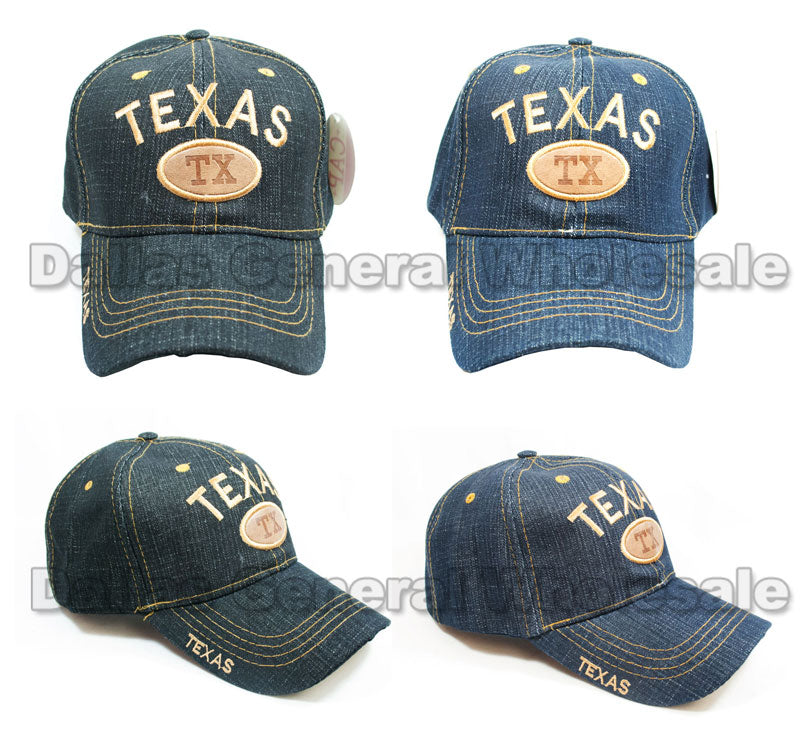 "Texas" Casual Denim Baseball Caps Wholesale - Dallas General Wholesale