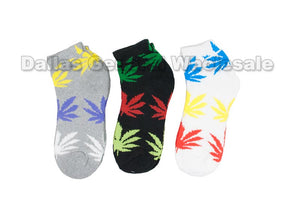 Colored Marijuana Printed Men's Ankle Socks Wholesale - Dallas General Wholesale