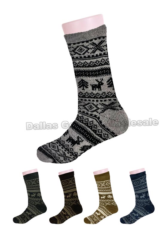 Men Thermal Christmas House Socks Wholesale - Dallas General Wholesale