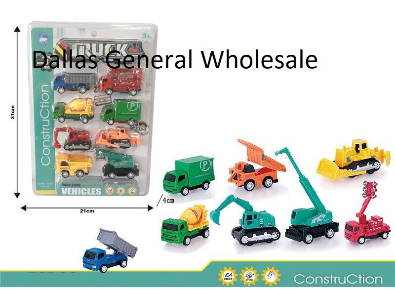 8PC Toy Friction Construction Trucks Wholesale
