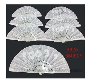 All White Laced Embroidery Hand Fans Wholesale - Dallas General Wholesale