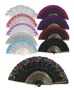 Glitter Designed Oriental Hand Fans Wholesale - Dallas General Wholesale