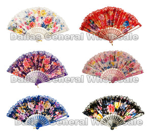 Beautiful Printed Flower Oriental Hand Fans Wholesale - Dallas General Wholesale