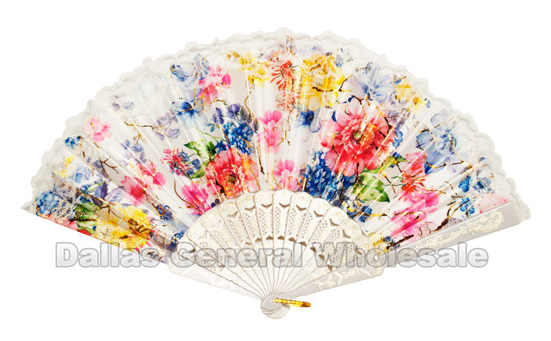 Beautiful Printed Flower Oriental Hand Fans Wholesale - Dallas General Wholesale