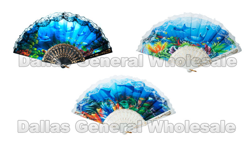 Under the Sea Printed Oriental Hand Fans Wholesale - Dallas General Wholesale