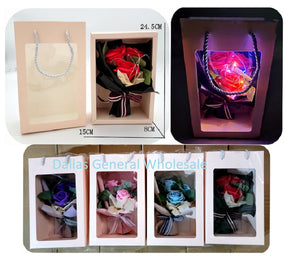 Light Up Rose Bouquets Gift Bag Set Wholesale