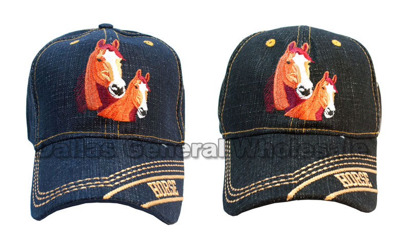 "Horses" Denim Casual Baseball Caps Wholesale - Dallas General Wholesale