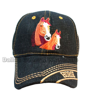 "Horses" Denim Casual Baseball Caps Wholesale - Dallas General Wholesale
